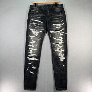 Cult Of Individuality Greaser Straight Jeans Mens 33x34 Black‎ Japanese Selvedge